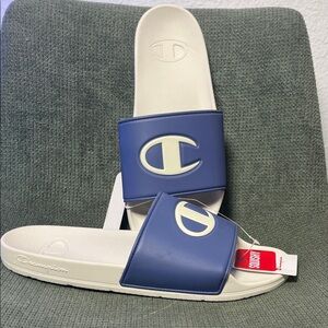Champion Blue and Cream Slides